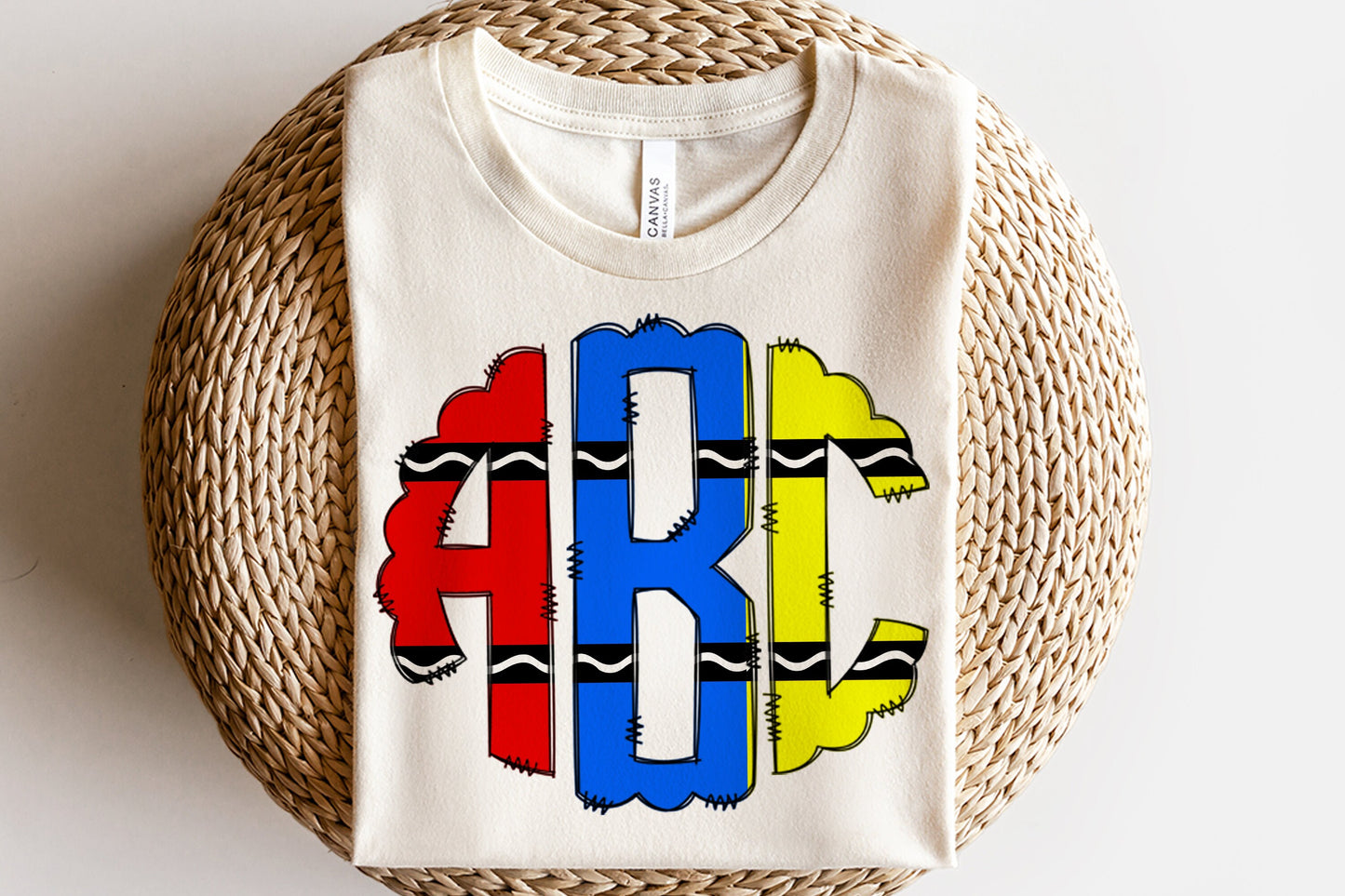 Primary Color Crayon - Custom Monogram Transfer