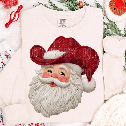COWBOY SANTA FAUX YARN TRANSFER