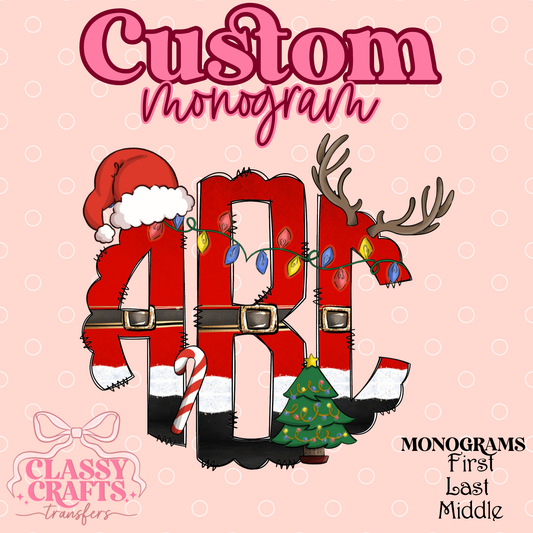 Santa With Boots - Custom Monogram Transfer