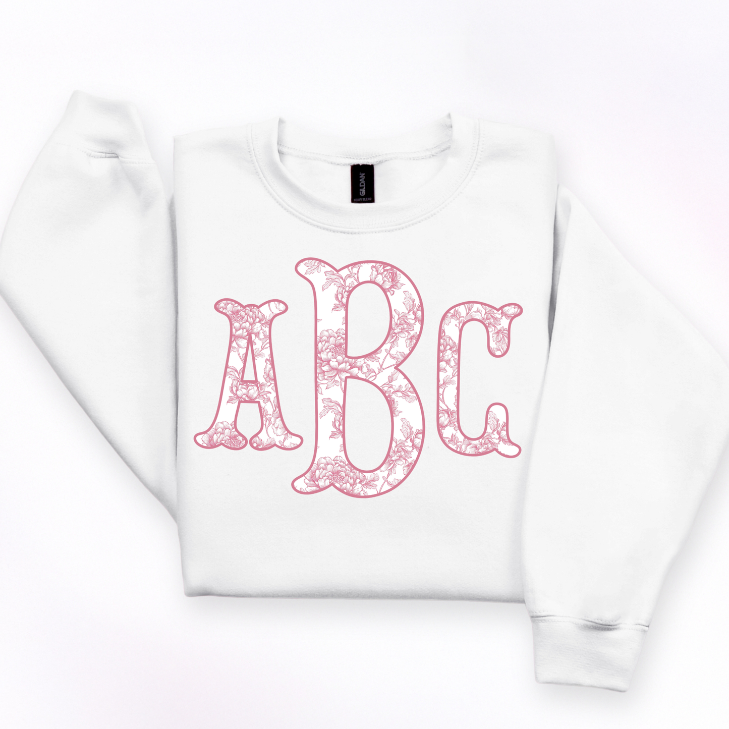 Pink Floral Chinoiserie Fishtail - Custom Monogram Transfer