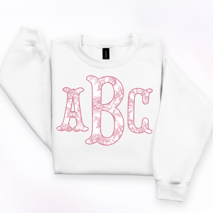 Pink Floral Chinoiserie Fishtail - Custom Monogram Transfer