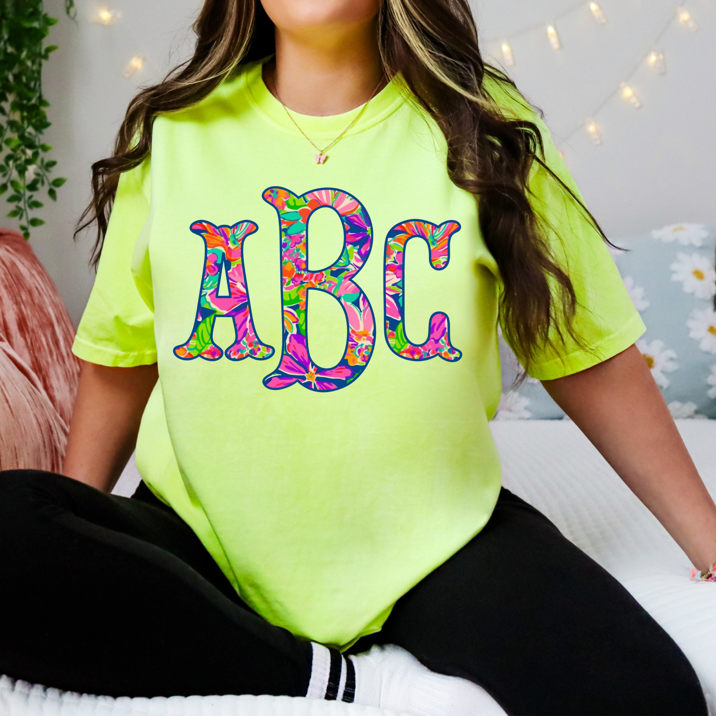 Preppy Floral Fishtail - Custom Monogram Transfer