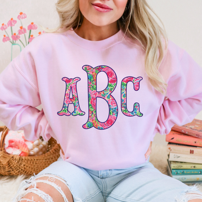 Floral Roses Fishtail - Custom Monogram Transfer