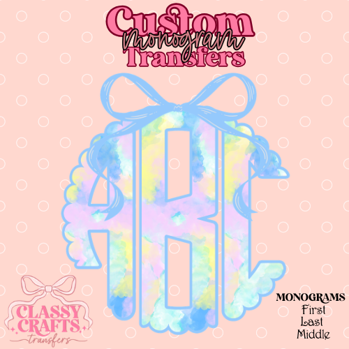 Pastel Tie Dye - Custom Monogram Transfer