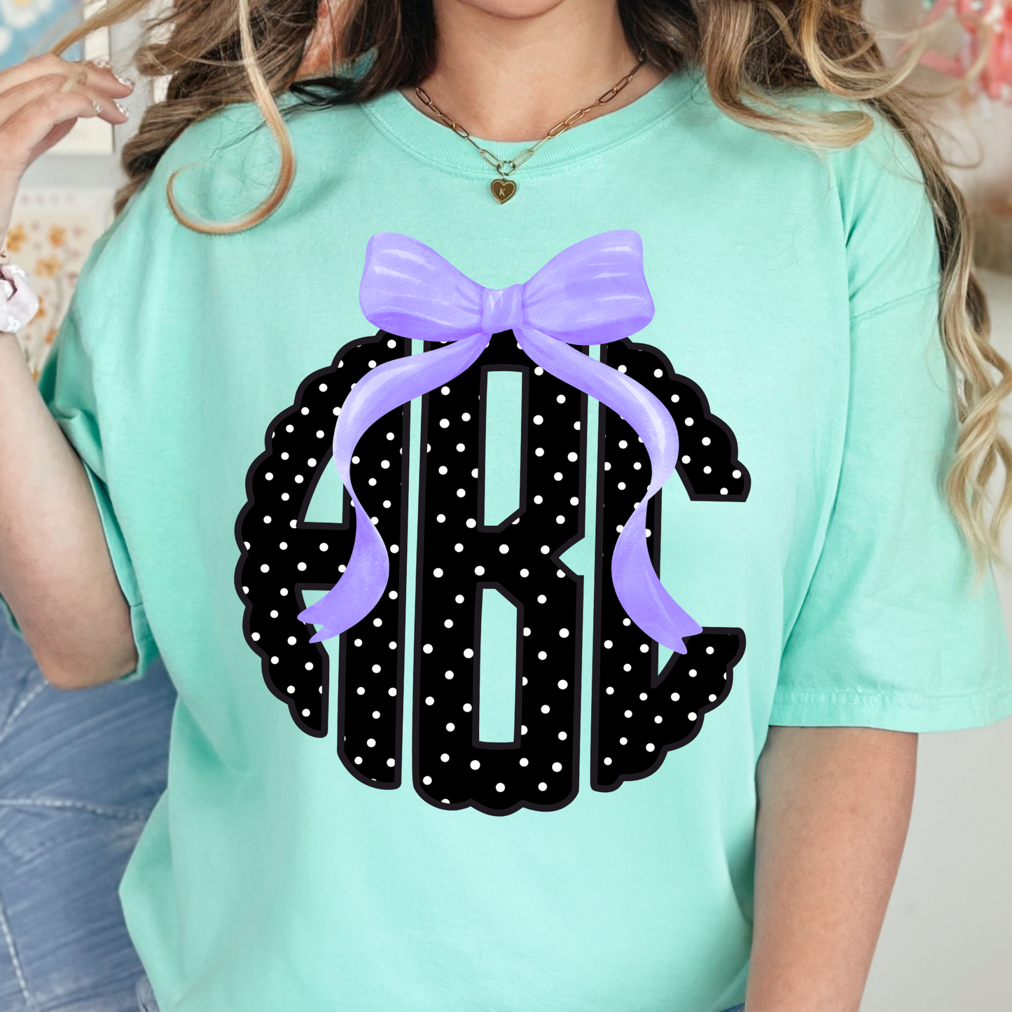 Black & White Polkadot - Custom Monogram Transfer