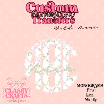 Shabby Chic - Custom Monogram Transfer