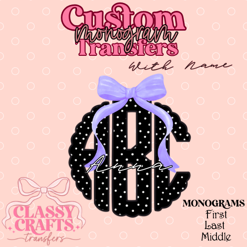 Black & White Polkadot - Custom Monogram Transfer