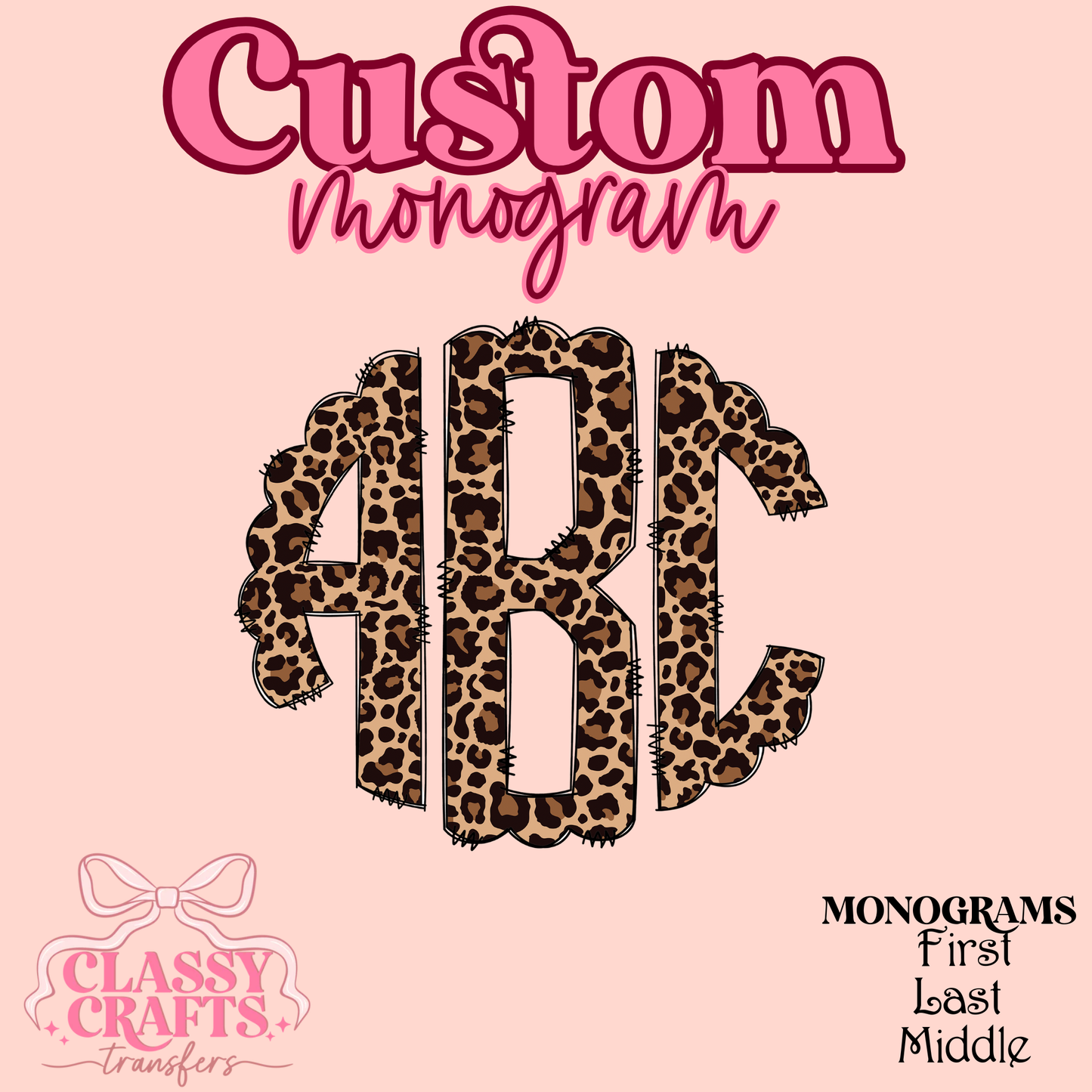 Brown Leopard - Custom Monogram Transfer
