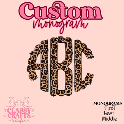 Brown Leopard - Custom Monogram Transfer