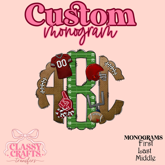 Maroon Football - Custom Monogram Transfer