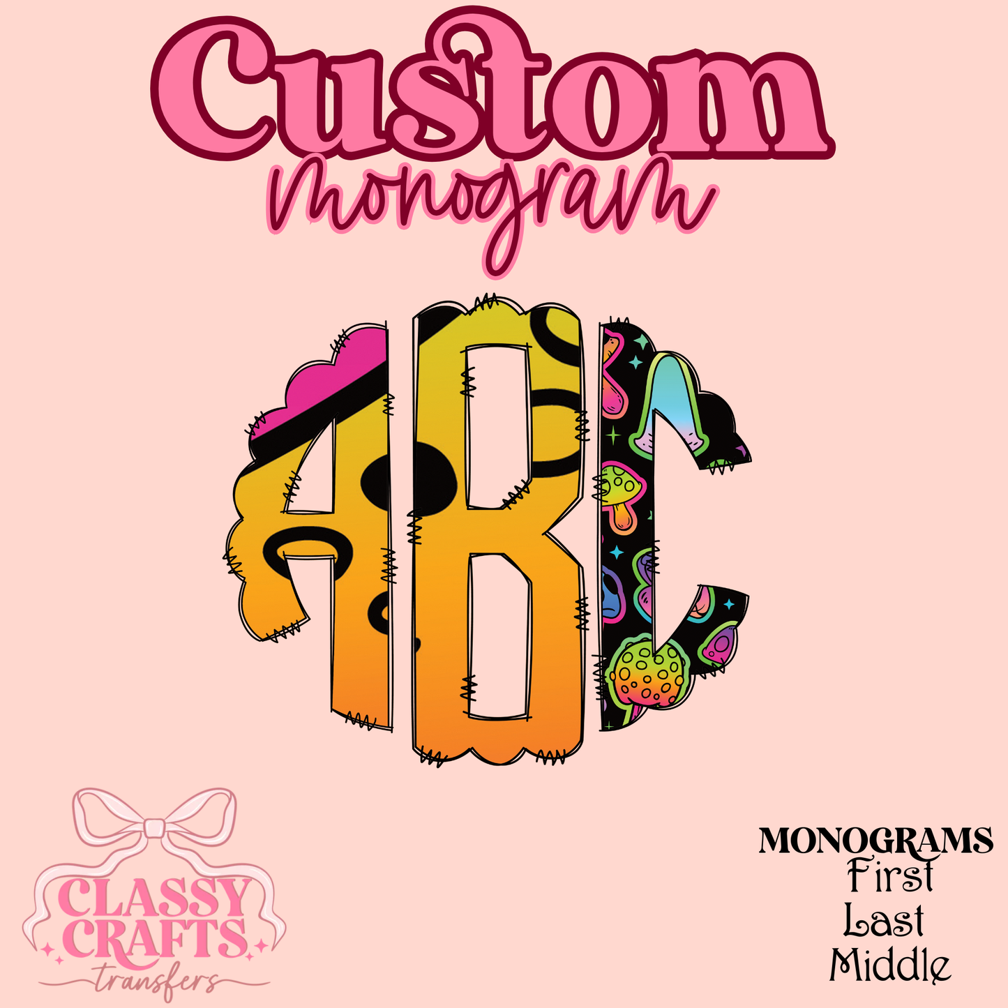 Trippy Mushroom - Custom Monogram Transfer