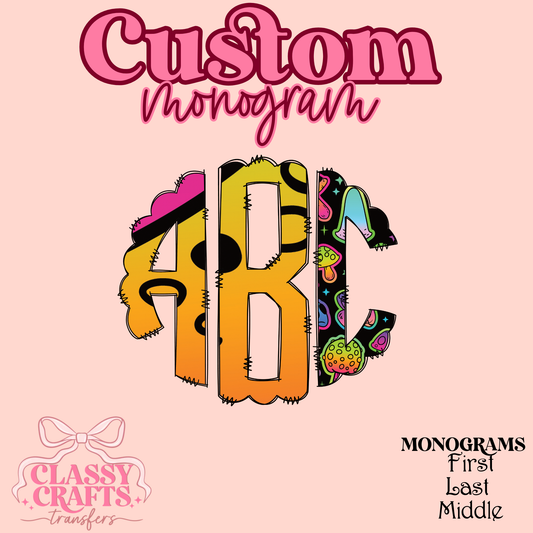 Trippy Mushroom - Custom Monogram Transfer
