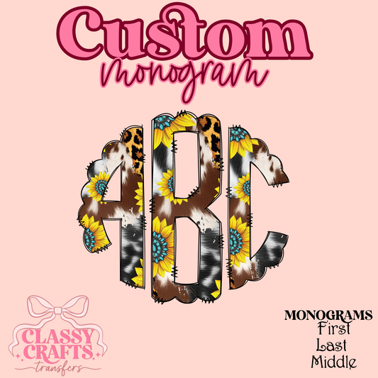 Western Sunflower - Custom Monogram Transfer