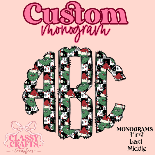 Black & White Checkered Gman - Custom Monogram Transfer