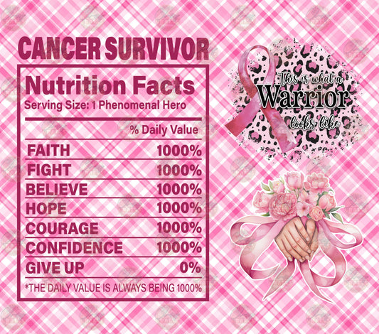 Cancer Survivor Facts Tumbler Wrap - Sublimation Transfer