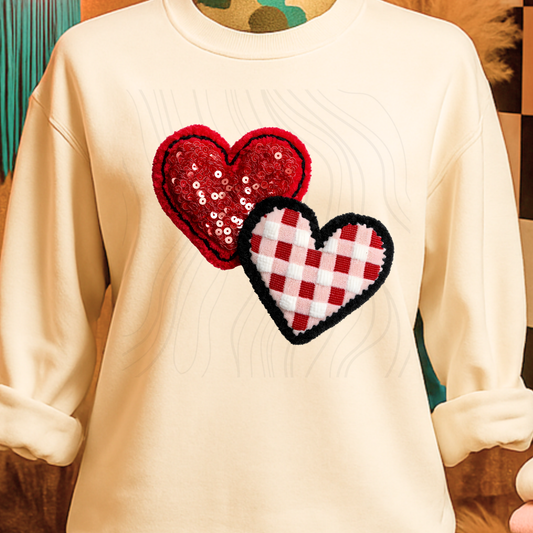 DOUBLE HEARTS FAUX YARN SEQUINS TRANSFER