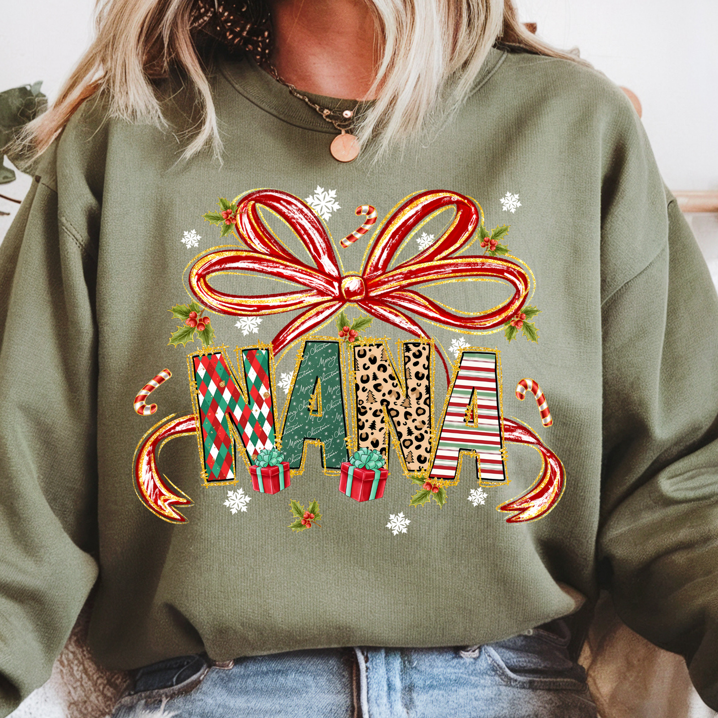 Christmas Nana With Bow Transfer**SOLD SEPARATLEY**