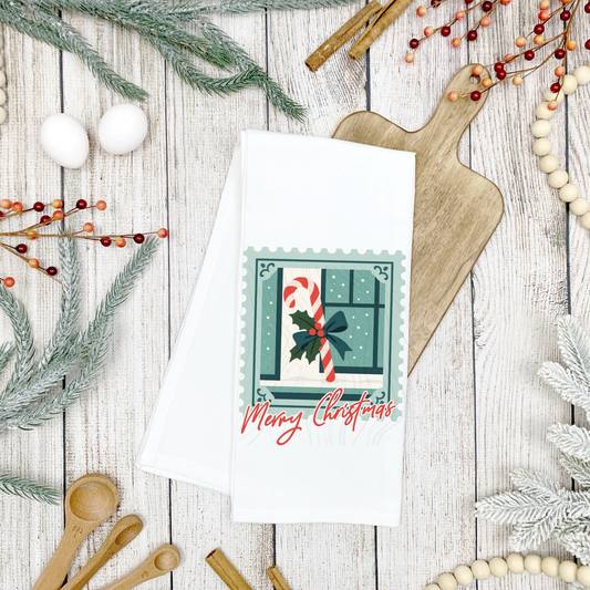 Candy Cane Christmas Tea Towel Transfer