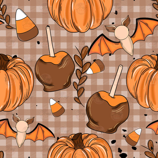 Caramel Apples & Pumpkins Seamless Wrap - Sublimation Transfer