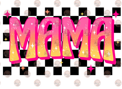 Checkered Mama and Mini pink and orange Transfer