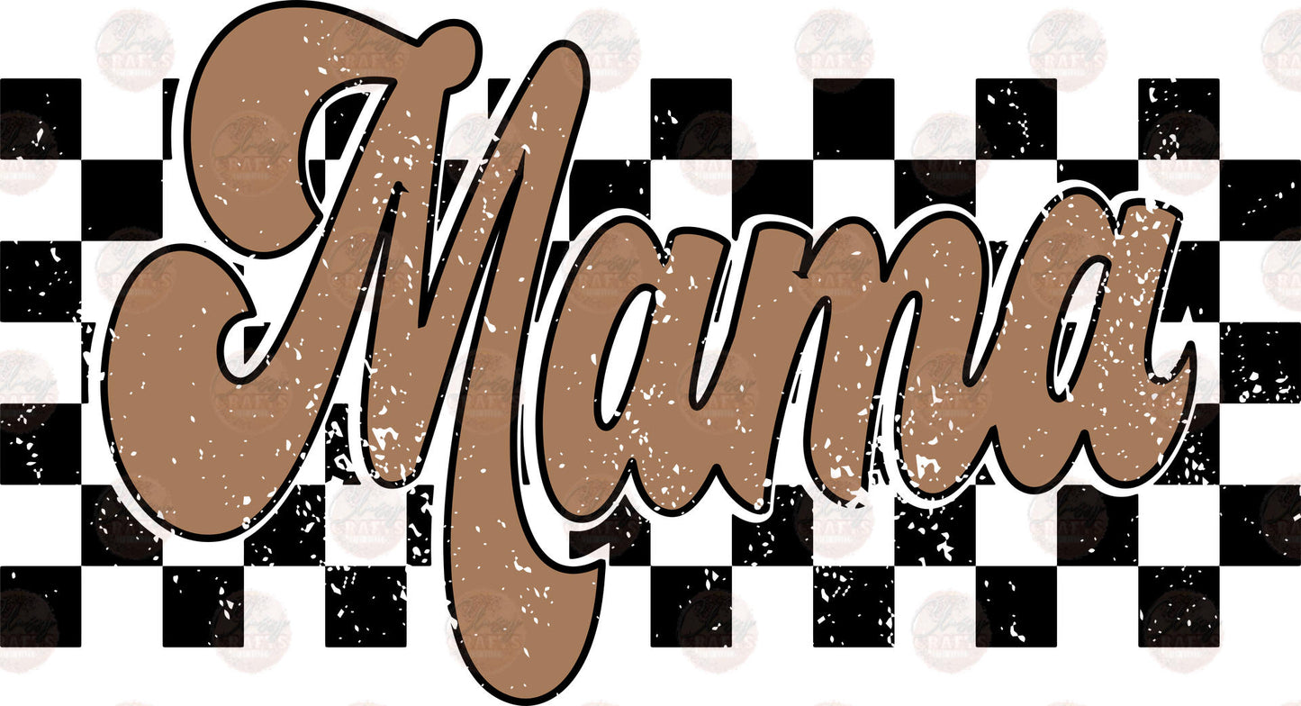 Checkered Tan Retro Mama Transfer