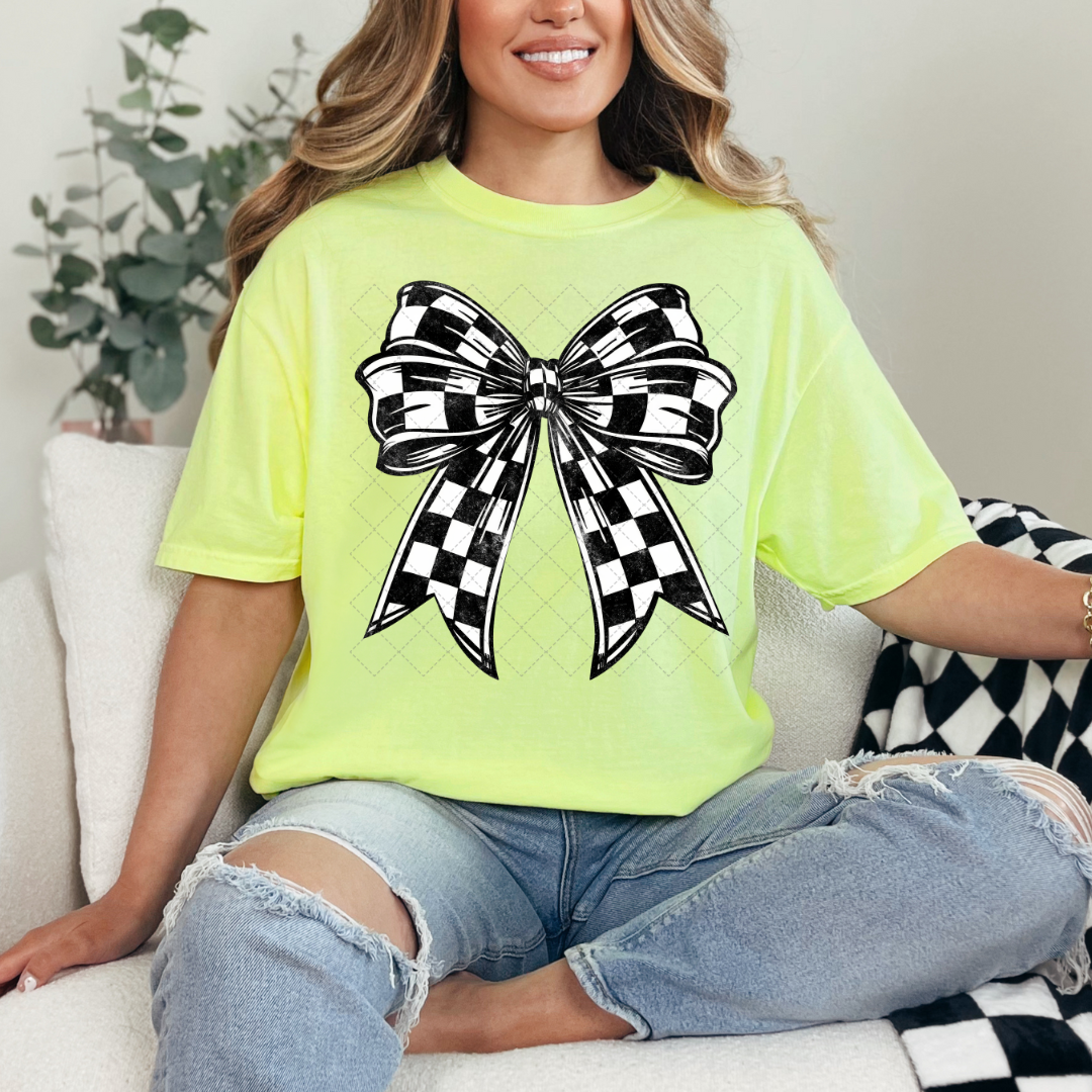 Checkered Coquette Bow Transfer