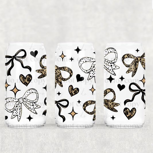 Cheetah Bows 16 Oz Libbey Wrap Transfer