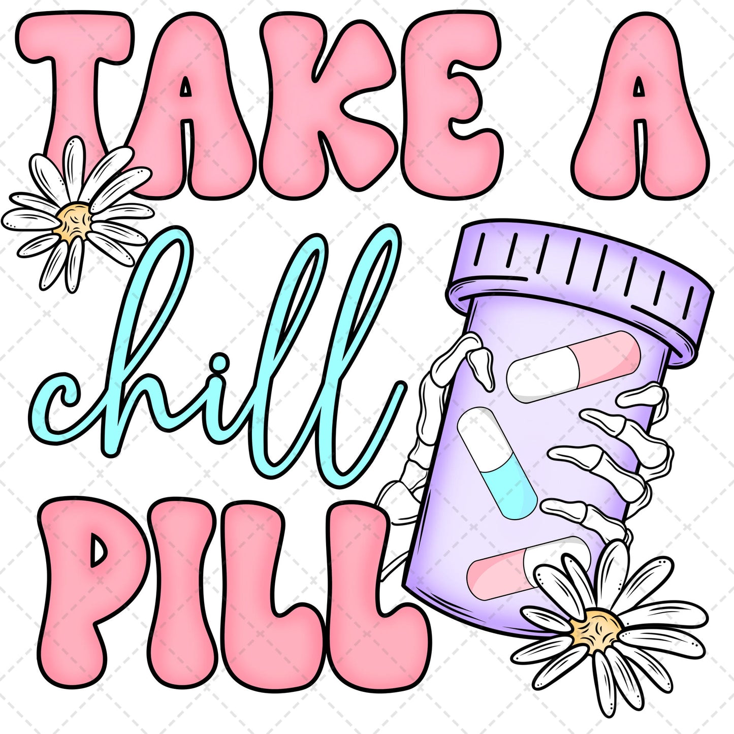 Chill Pill Pink and Purple Transfer