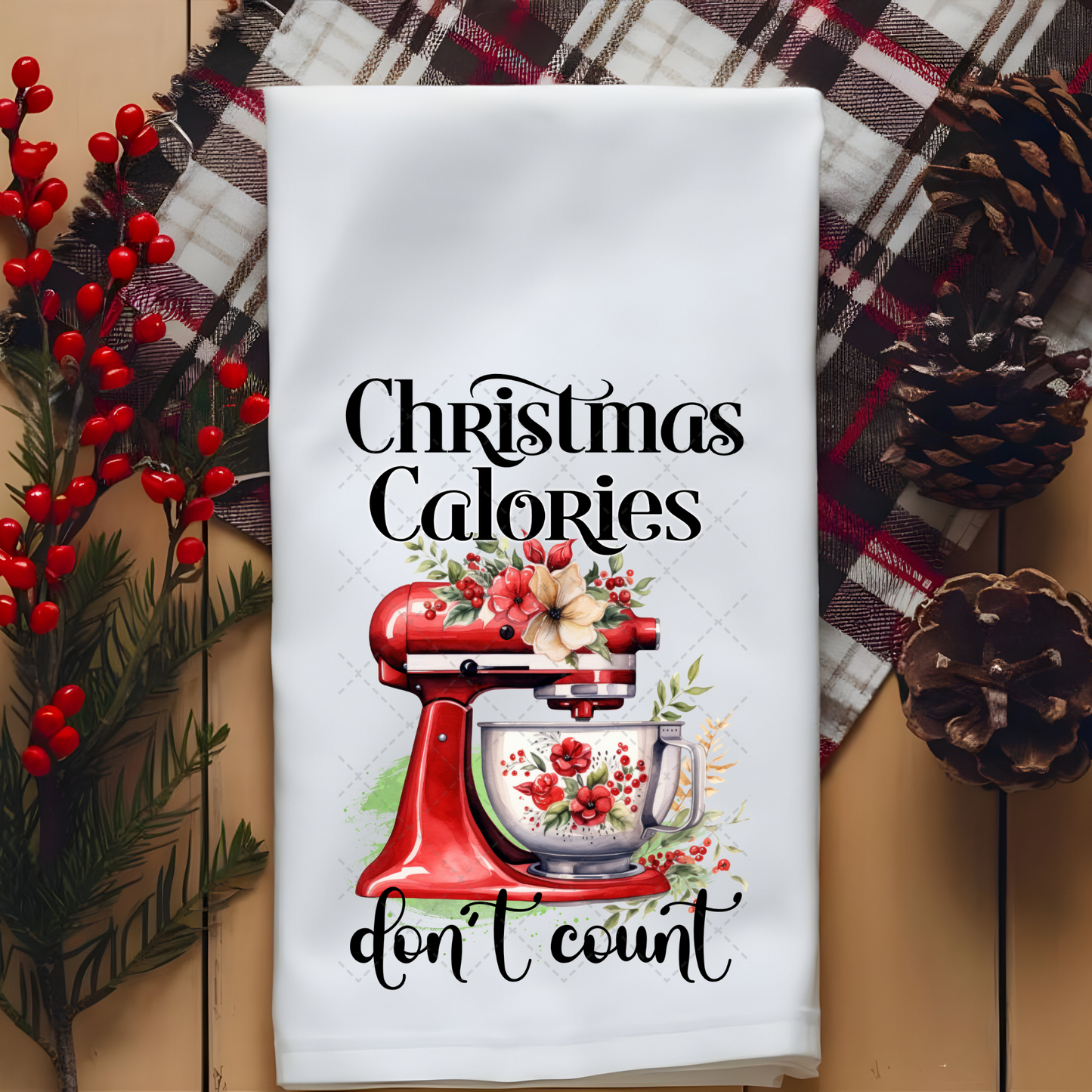 Christmas Calories Tea Towel Transfer