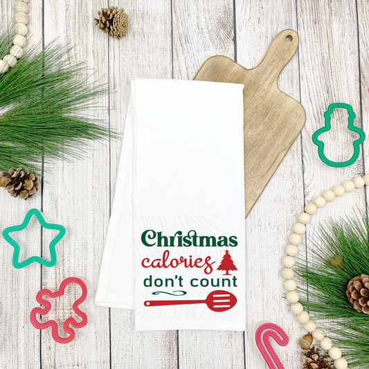 Christmas Calories Dont Count Tea Towel Transfer