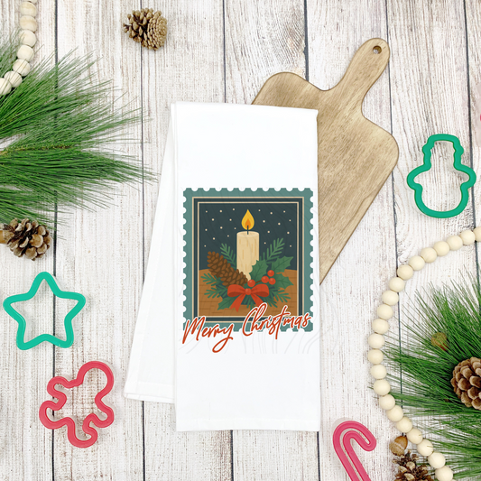 Christmas Candle Tea Towel Transfer