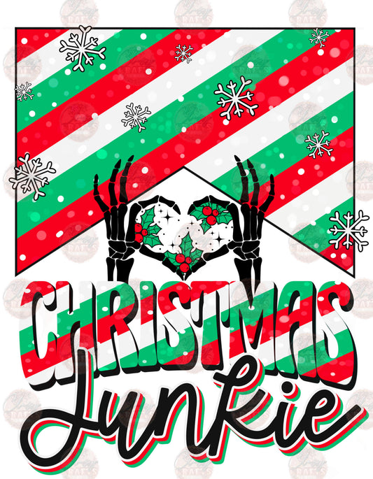 Christmas Junkie Skelly Hand Heart - Sublimation Transfer