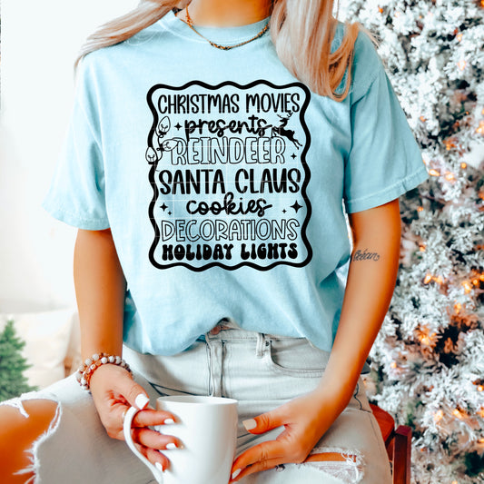 Christmas Things List Single Color Black Transfer