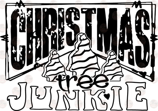 Christmas Tree Junkie Black Transfer