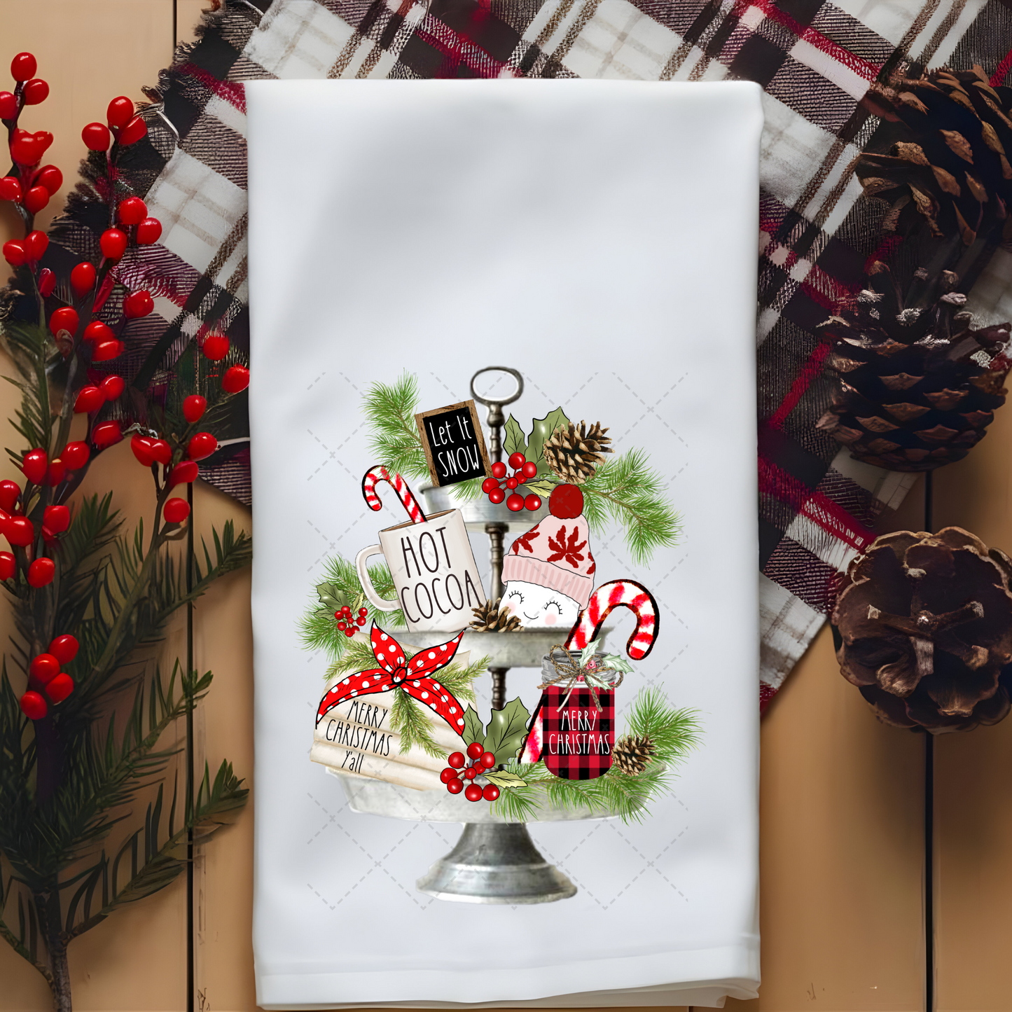 Christmas Tray Tea Towel Transfer