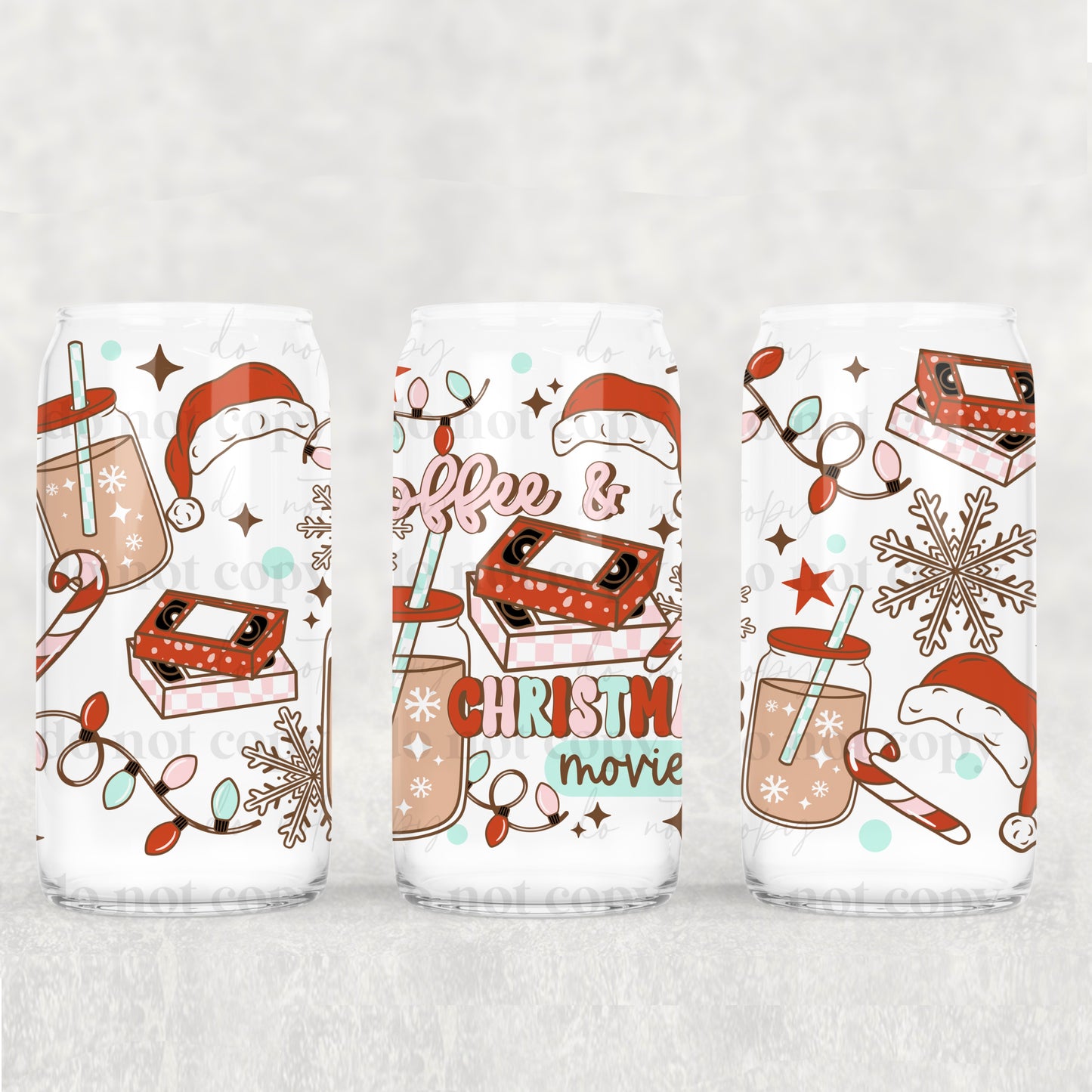 Coffee And Christma  Movies Libbey Wrap 16 Oz Transfer