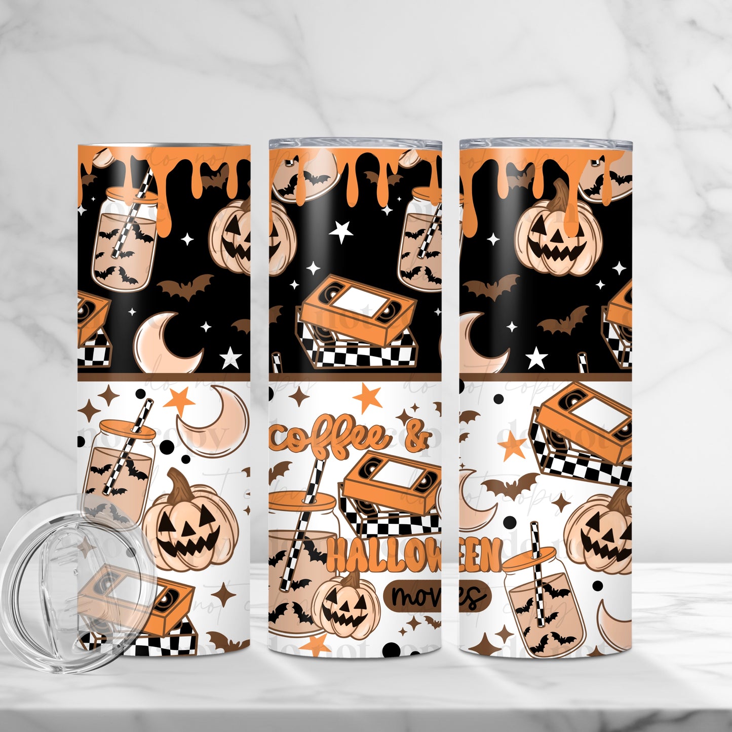 Coffee And Halloween Movies Wrap Tumbler Transfer