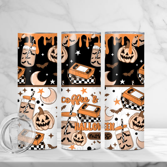 Coffee And Halloween Movies Wrap Tumbler Transfer