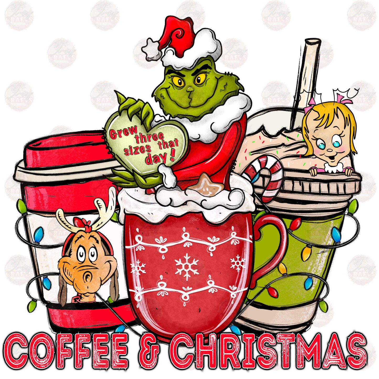 Coffee & Christmas Grump Style **TWO PART PRINT** Transfer