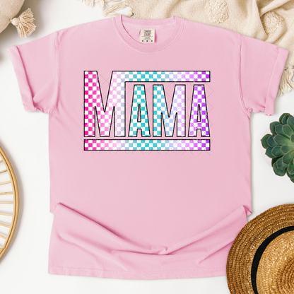 Color Checkered Mama Faux Patch Transfer