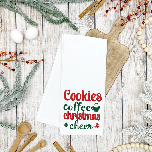 Cookies Coffee Christmas Cheer Tea Towel Transfer