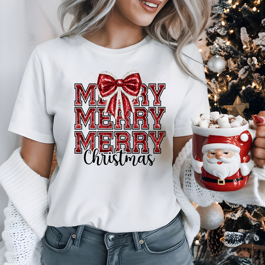 Coquette Merry Christmas Side Bow Transfer