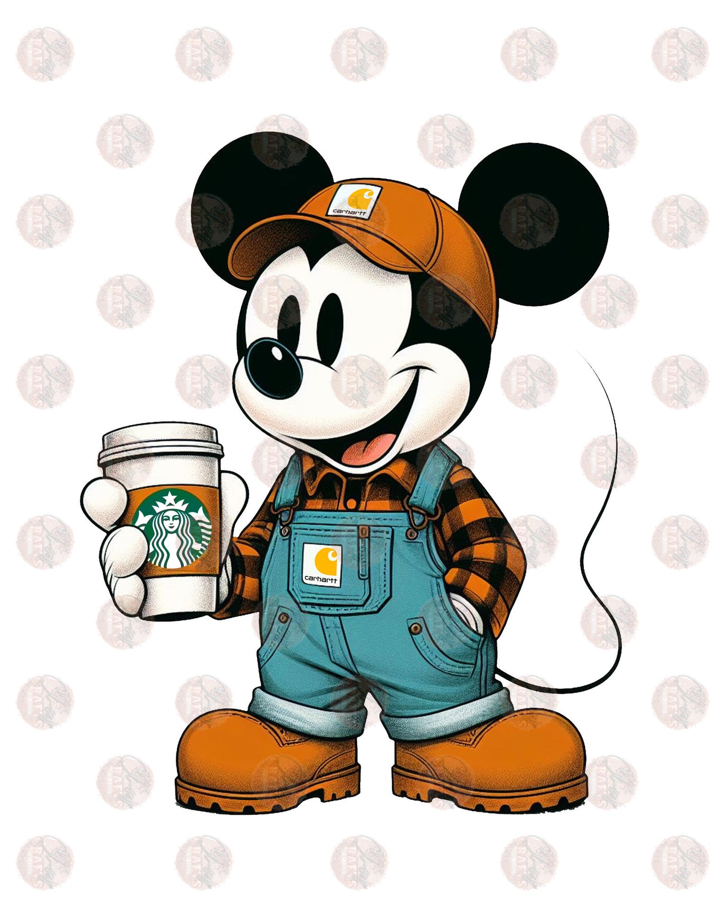 Country Mouse drinking coffee Transfer