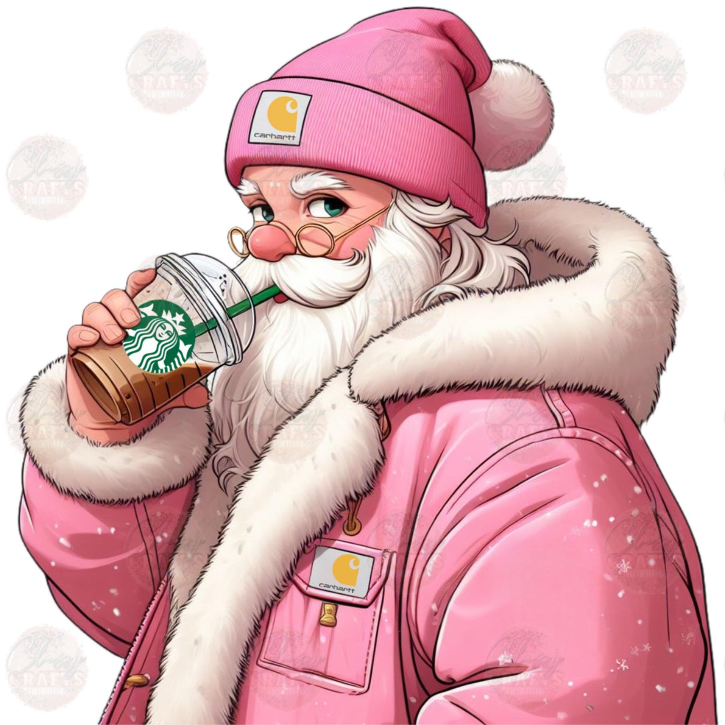 Cute Pink Santa - Sublimation Transfers