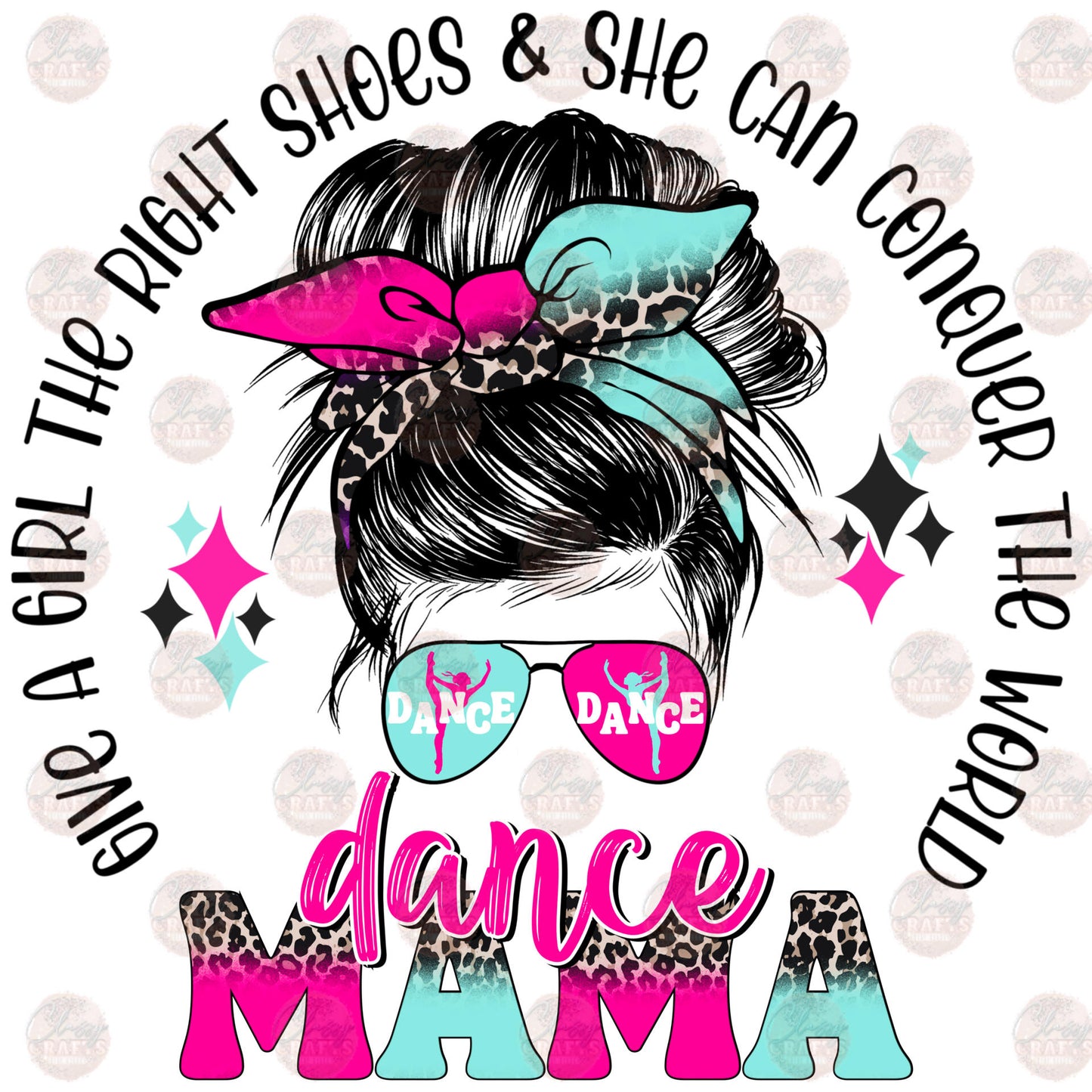 Dance Mama Pink Teal Transfer