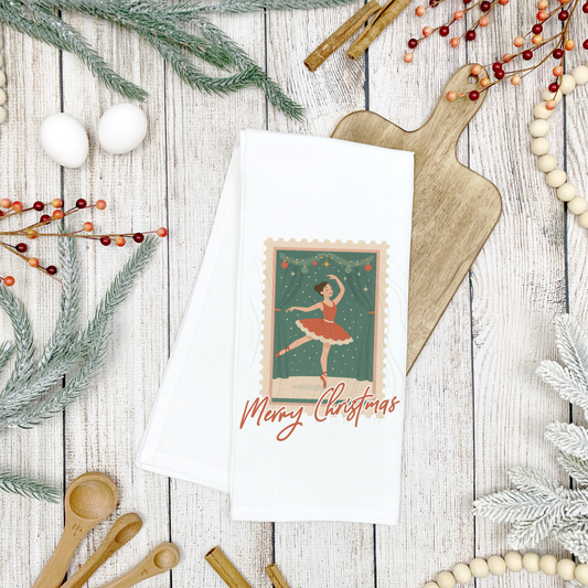 Dancing Stamp Tea Towel Transfer