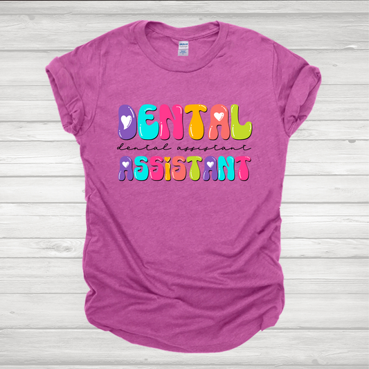 Dental Assistant Multicolored Bubble Letters Transfer