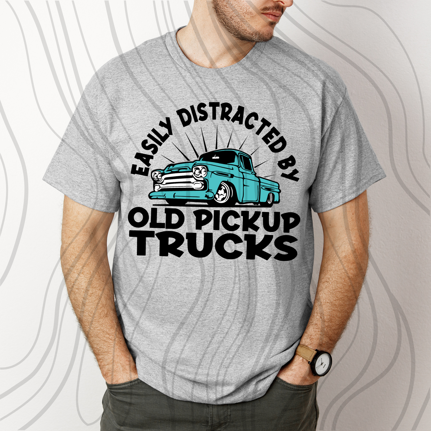 Easily Distracted By Old Pickup Trucks Transfer
