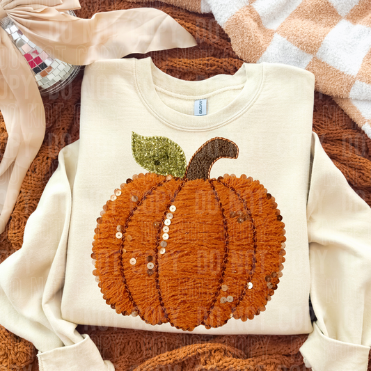 FALL PUMPKIN FAUX YARN SEQUINS TRANSFER