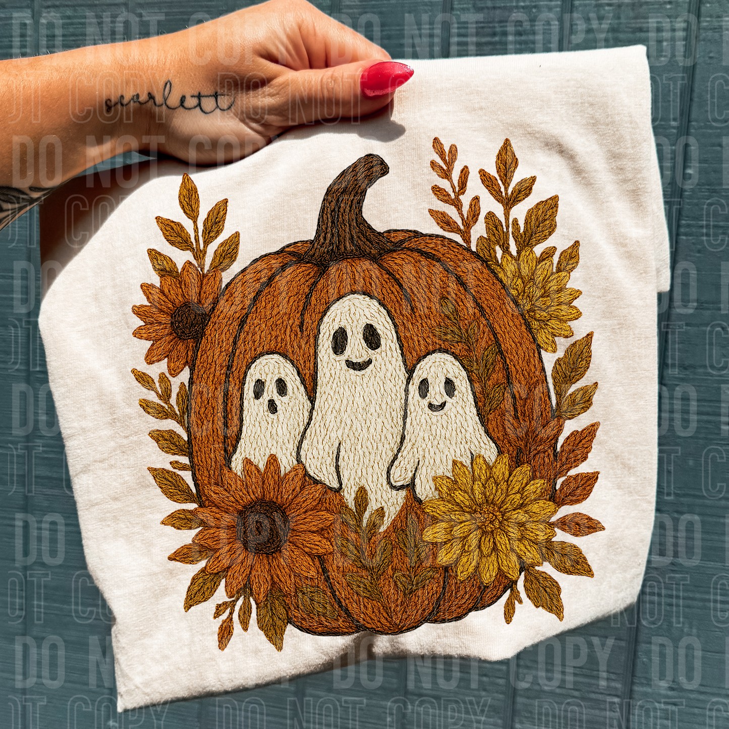 FALL PUMPKIN GHOSTS FAUX TRANSFER